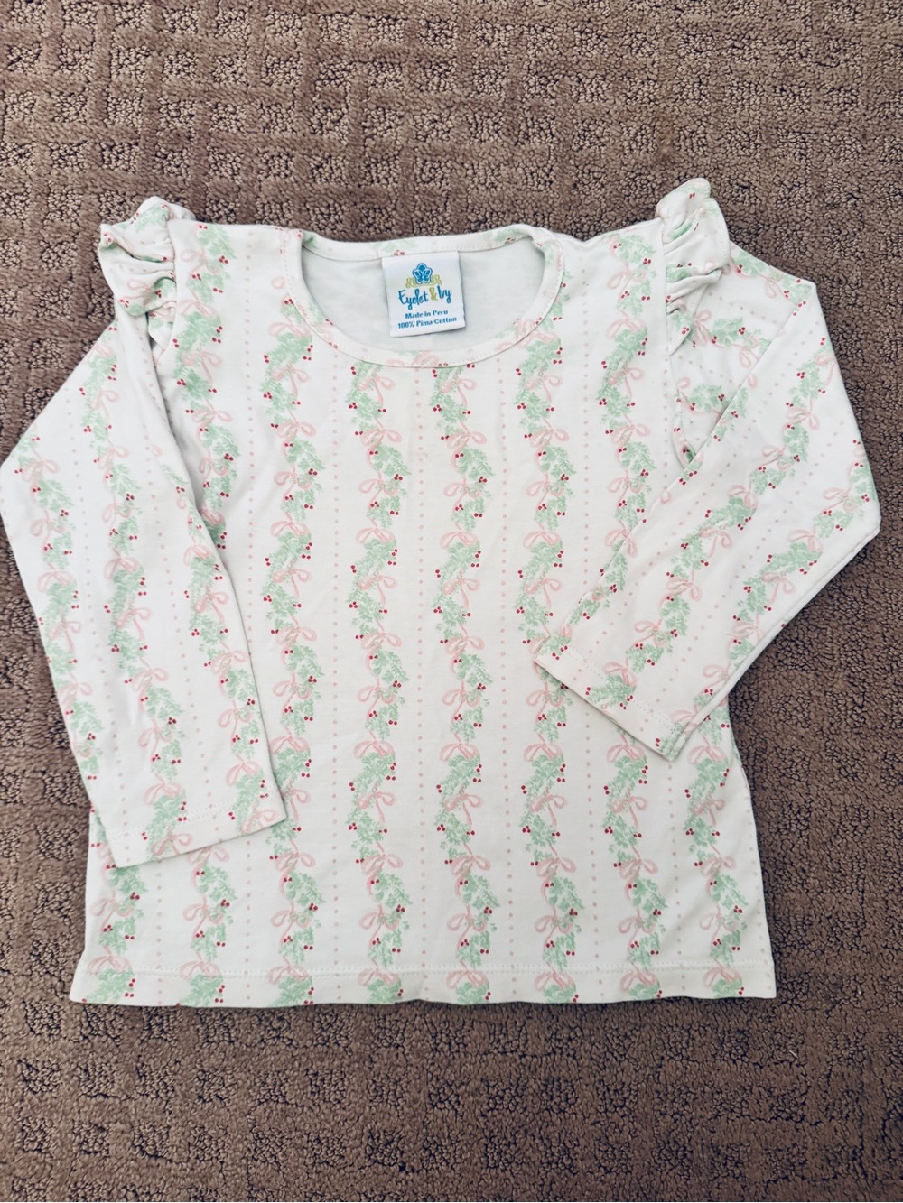 Eyelet & Ivy Girls White Holly Ruffle Long-Sleeve Top